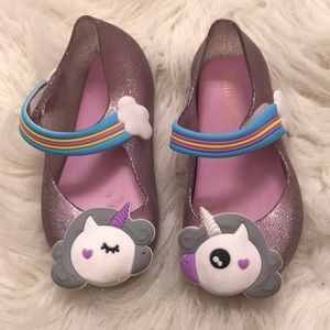 Unicorn rainbow glitter jelly shoes size 8